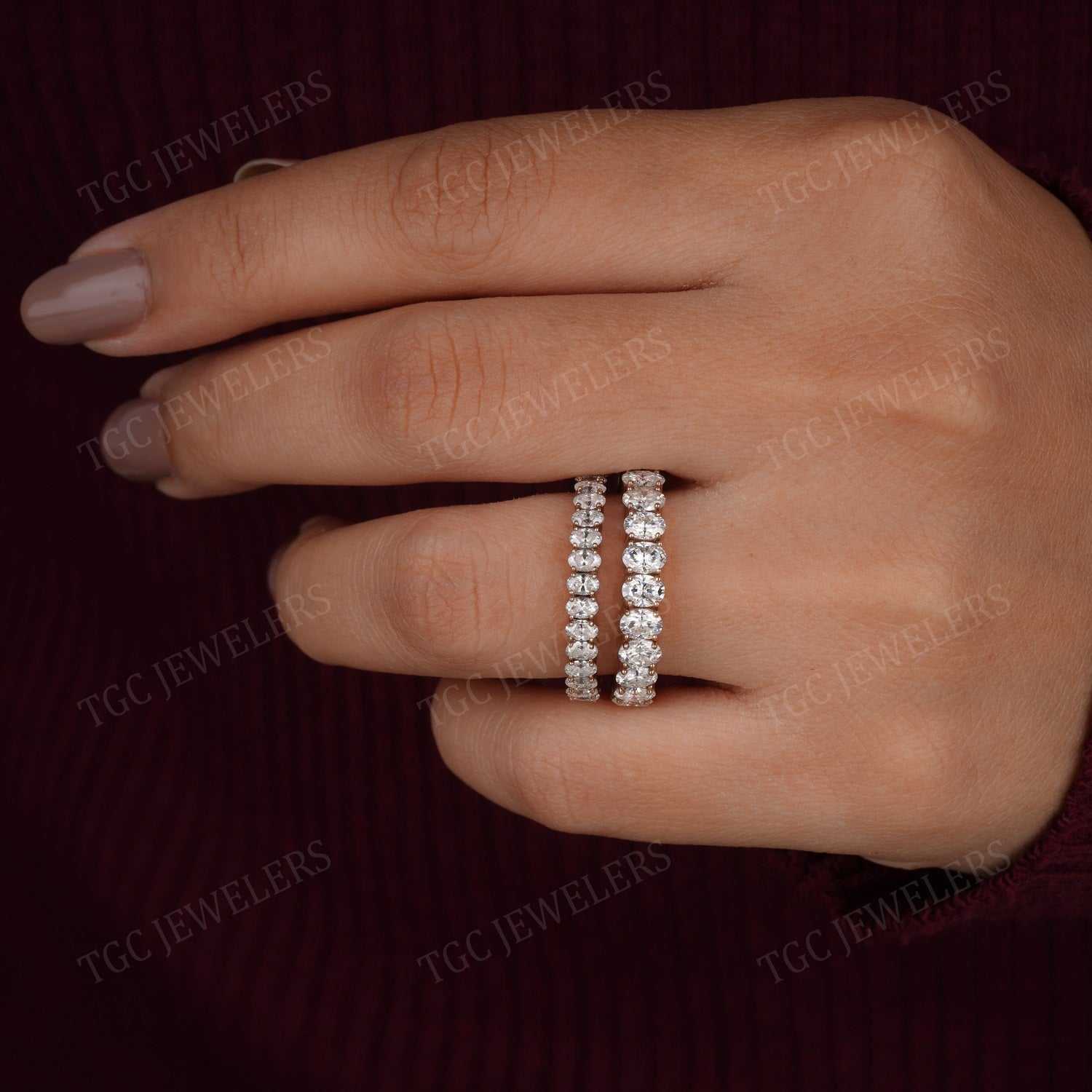 Prong Set Moissanite Round Cut Full Eternity Band