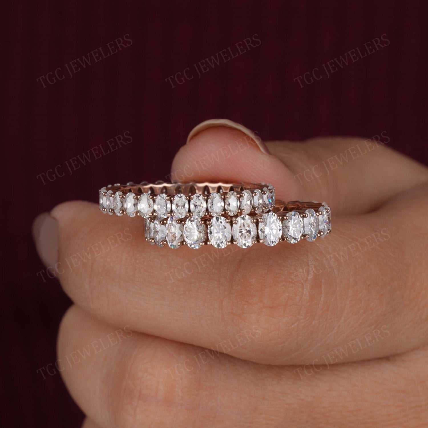 Prong Set Moissanite Round Cut Full Eternity Band