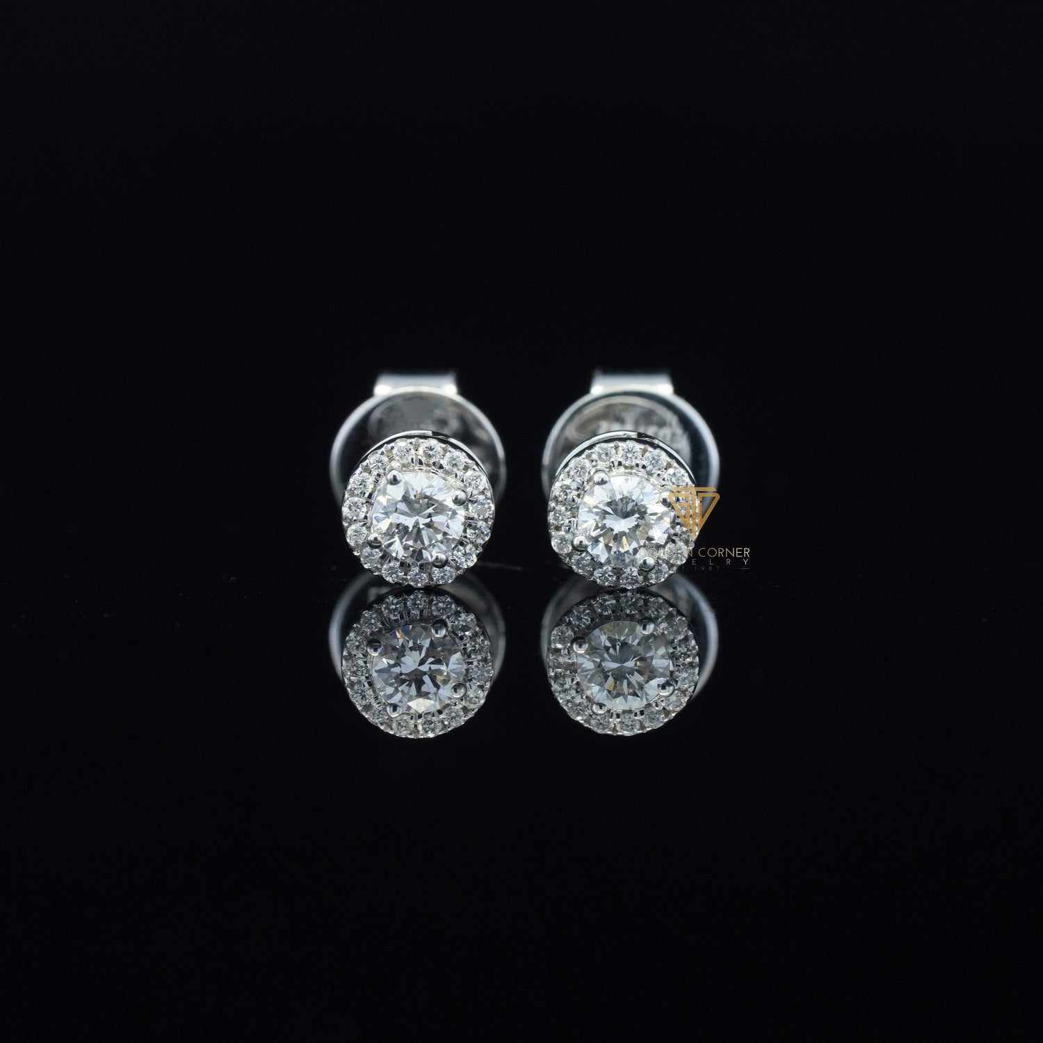 Brilliant Round Cut Halo Stud Screw Back Moissanite Earring