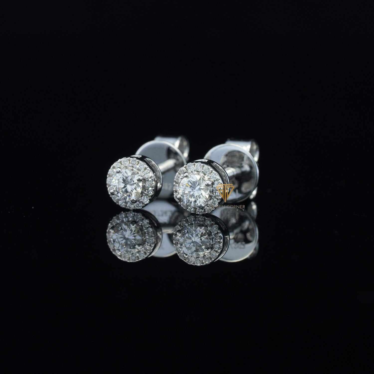 Brilliant Round Cut Halo Stud Screw Back Moissanite Earring