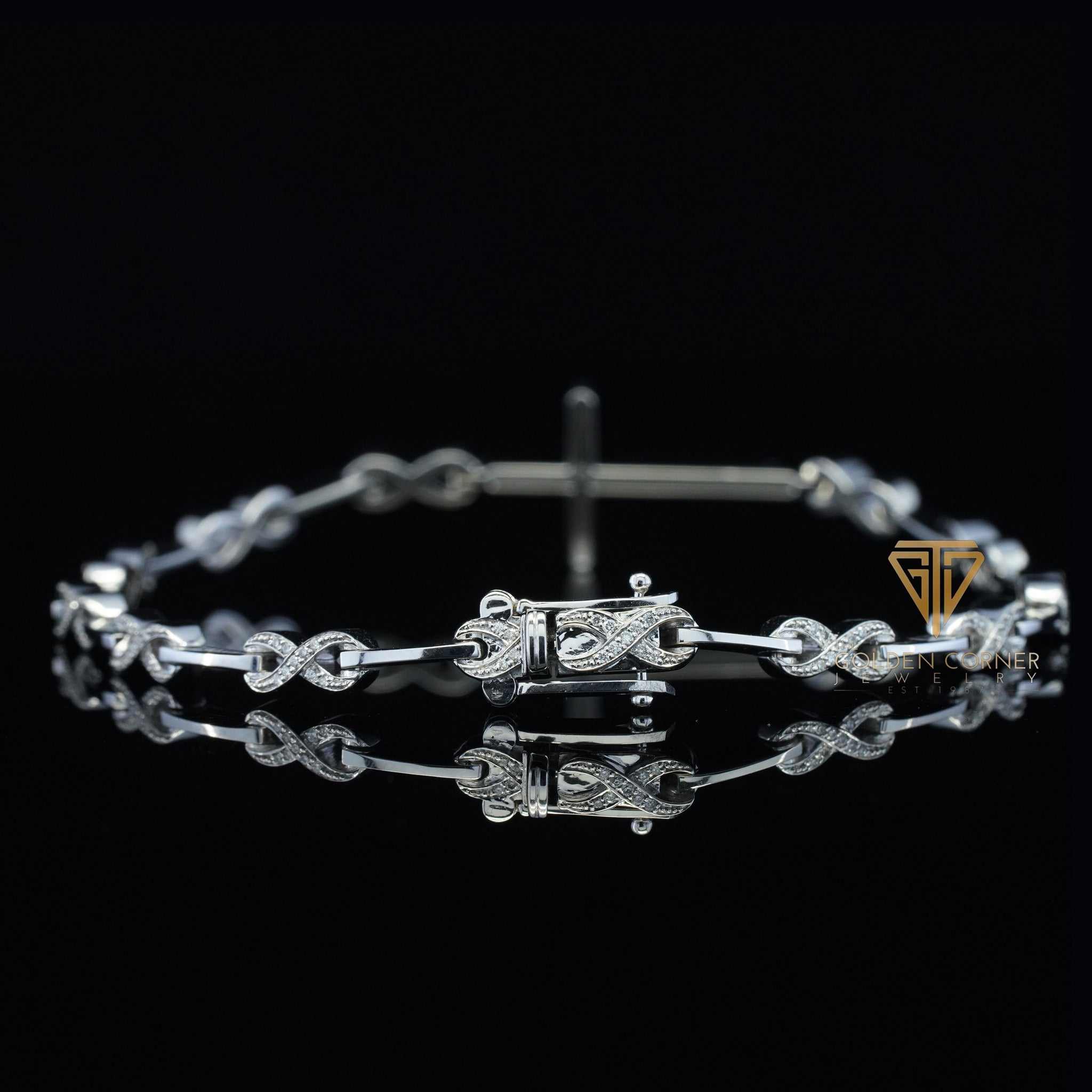 Cross Infinity Symbol Moissanite Link Bracelet Men Women