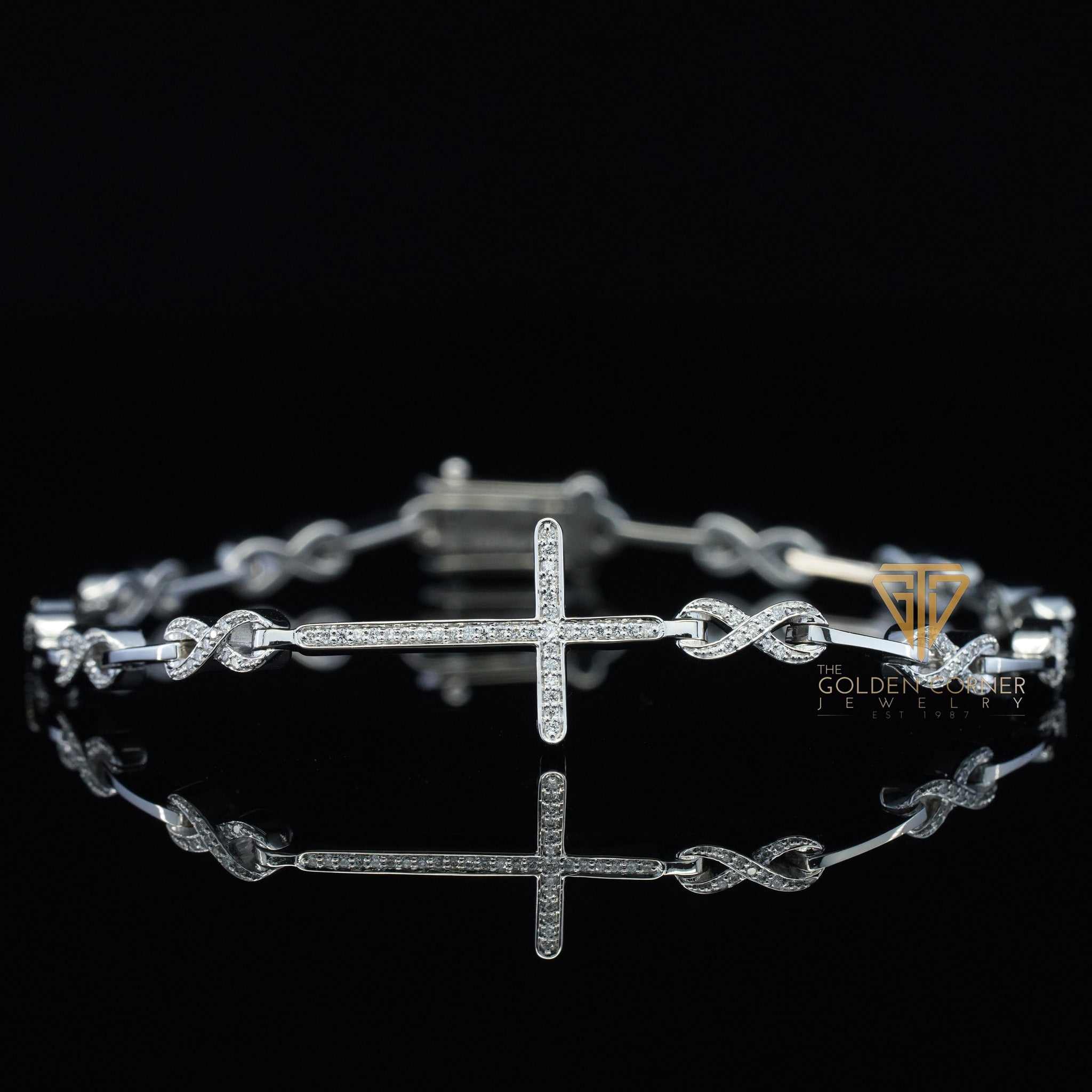 Cross Infinity Symbol Moissanite Link Bracelet Men Women