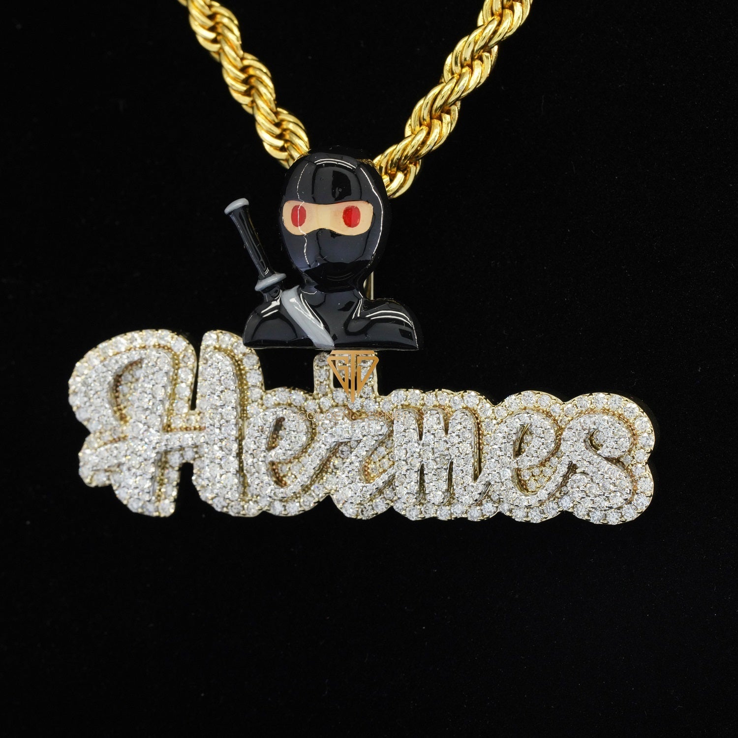 Hermes Round Cut Hip Hop Moissanite Custom Name Heart Pendant Second