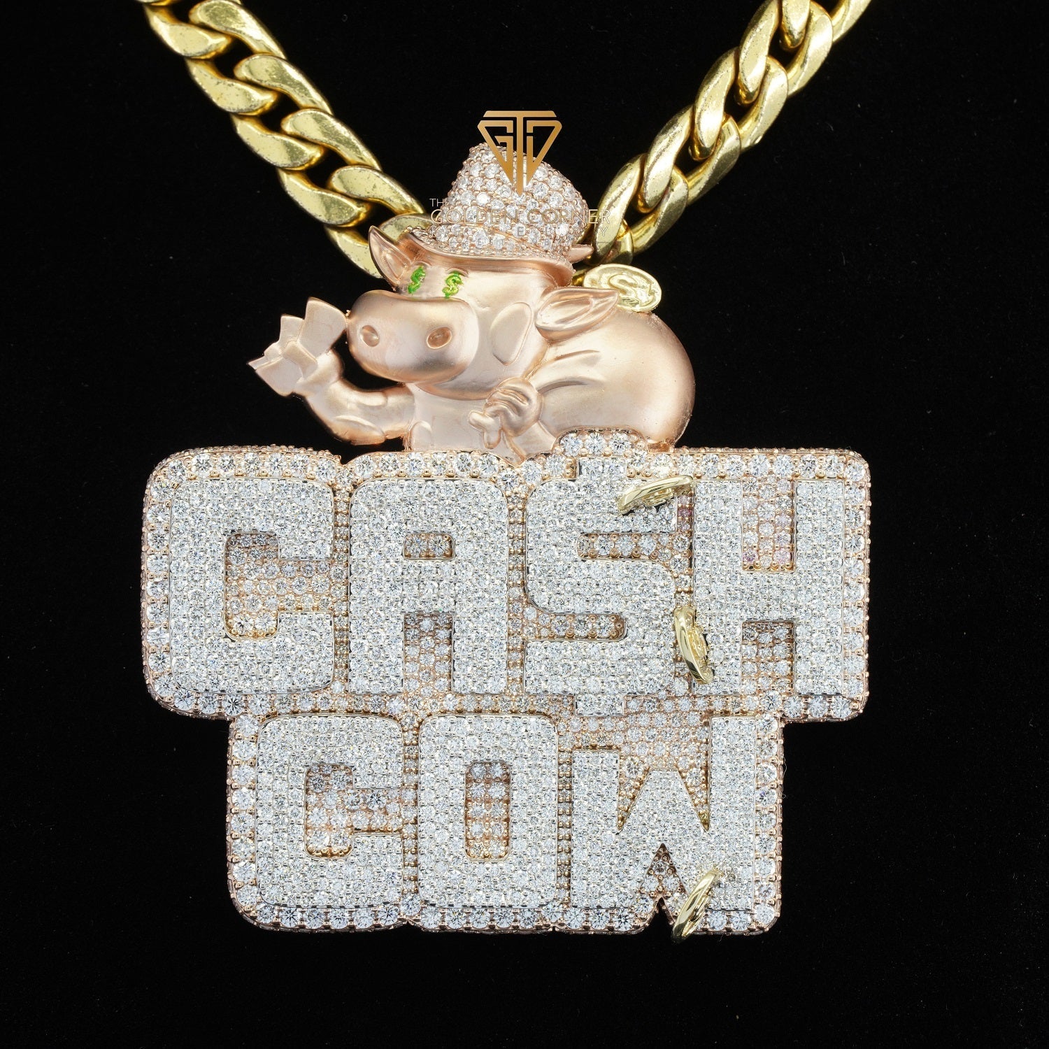 CASH COW Iced Out Round Shape Moissanite Hip Hop Name Pendant First