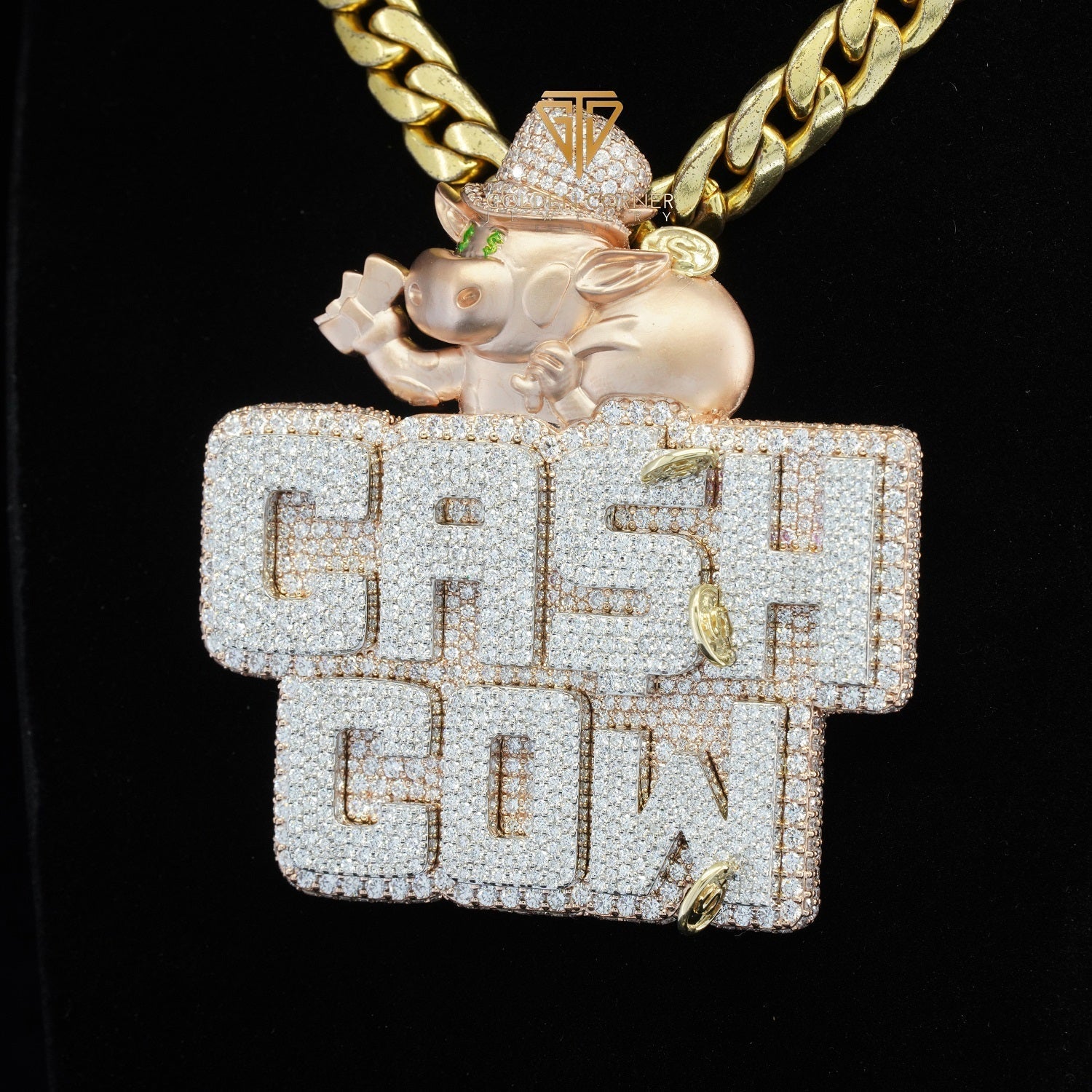 CASH COW Iced Out Round Shape Moissanite Hip Hop Name Pendant Third