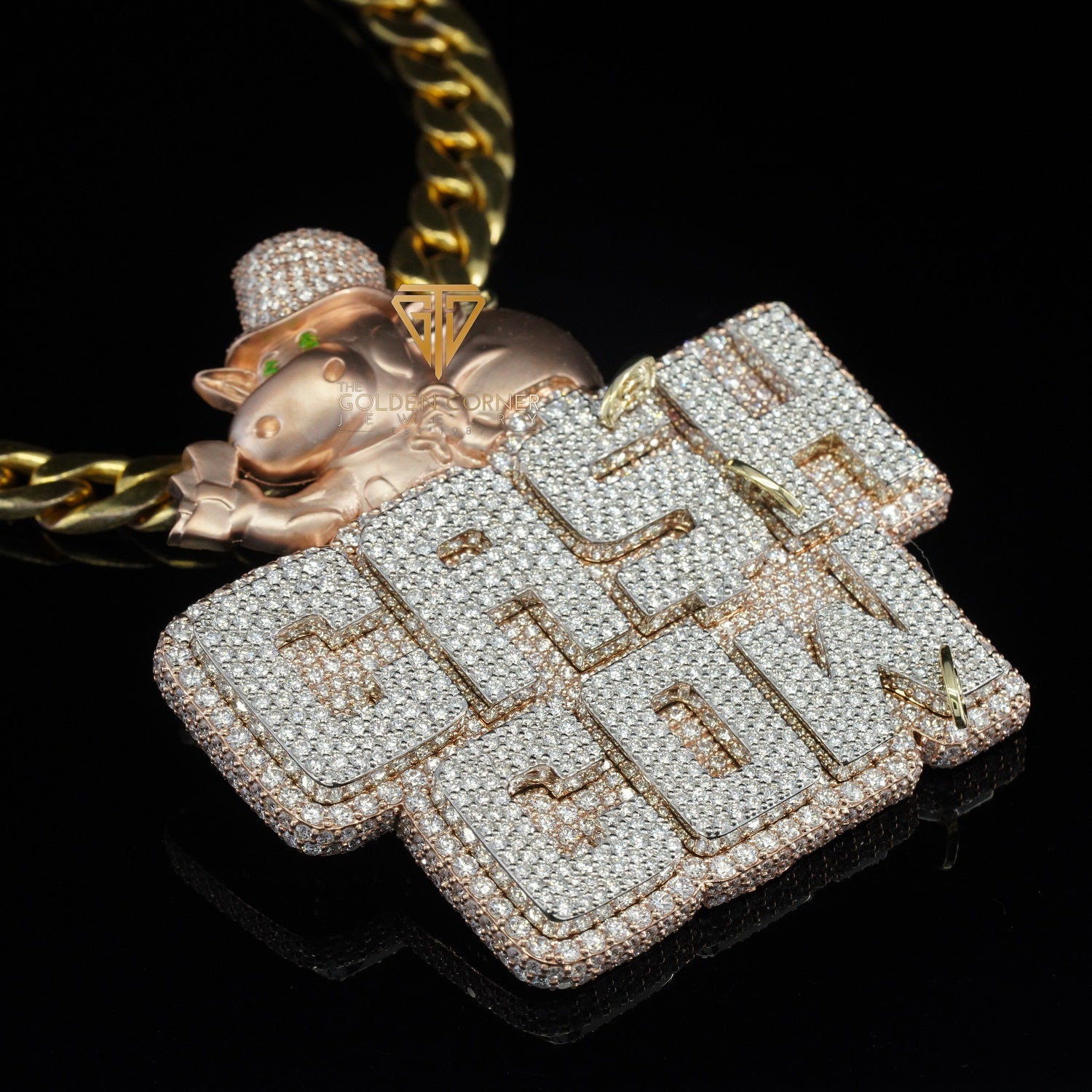 CASH COW Iced Out Round Shape Moissanite Hip Hop Name Pendant Second