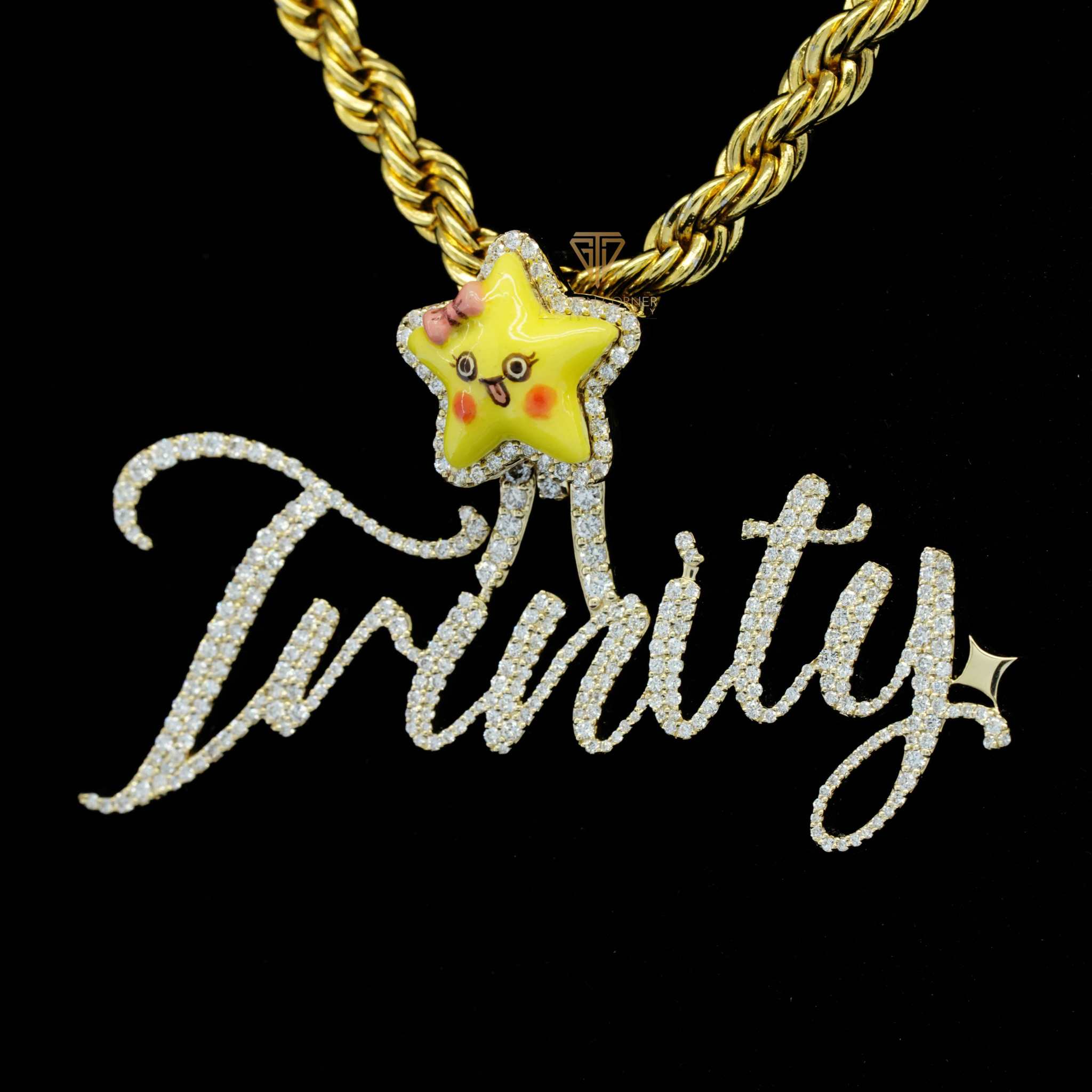 Trinity Custom Moissanite Diamond Iced Out Hip Hop Name Pendant Second