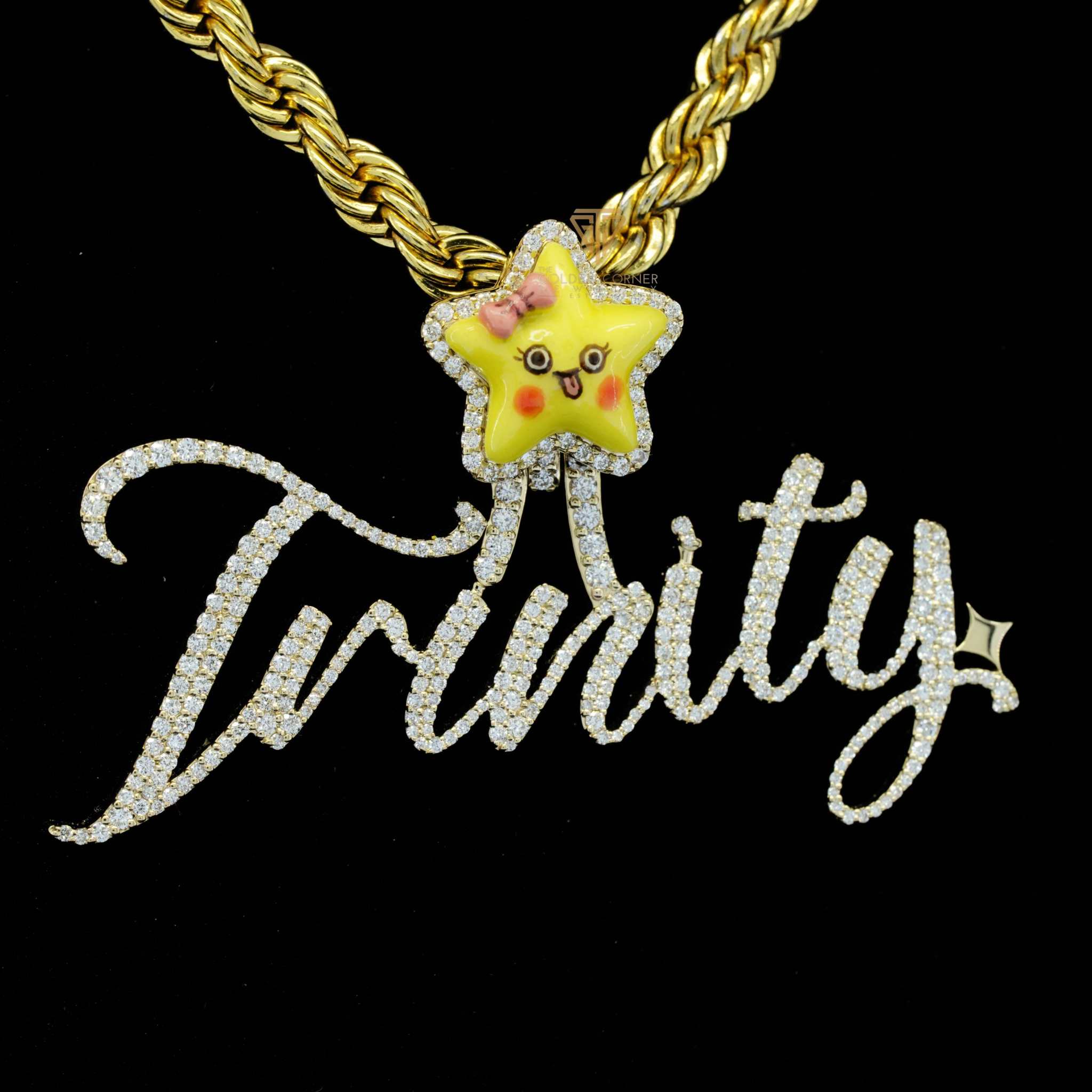 Trinity Custom Moissanite Diamond Iced Out Hip Hop Name Pendant Third