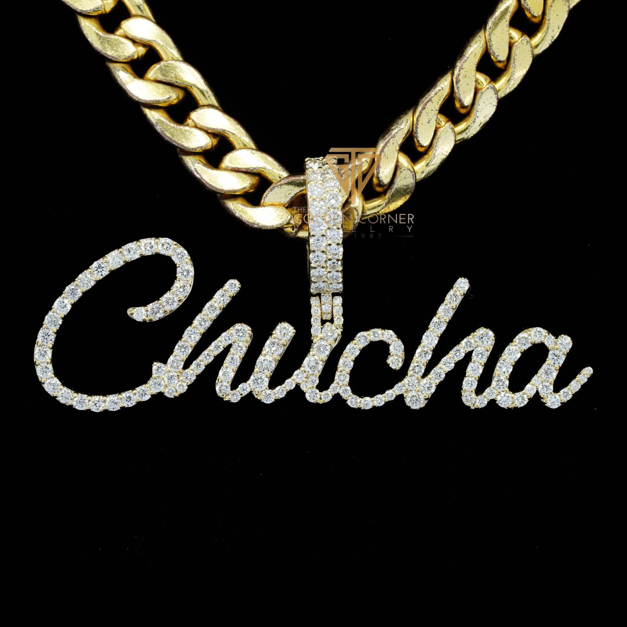 Chucha Custom Moissanite Diamond Cursive Initials Hip Hop Pendant First