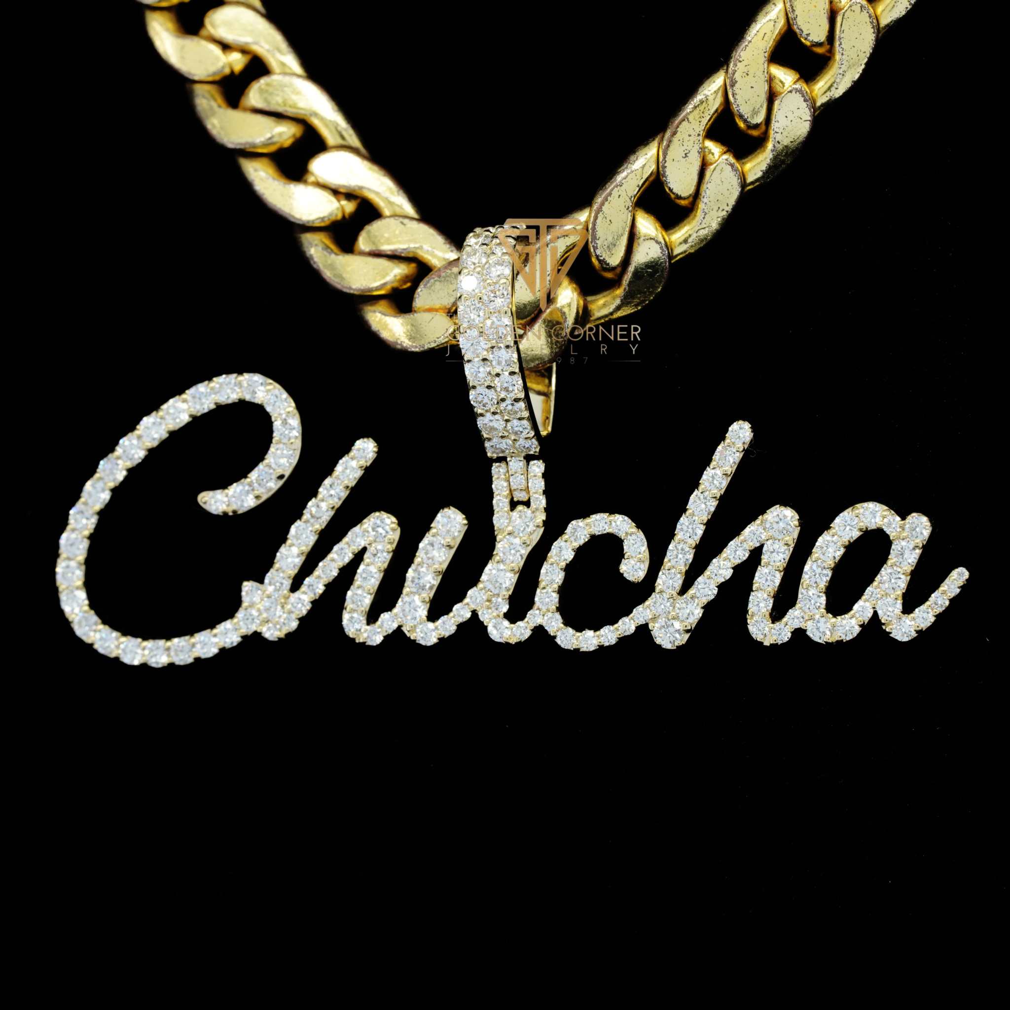 Chucha Custom Moissanite Diamond Cursive Initials Hip Hop Pendant Second